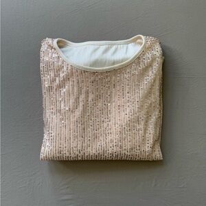Sequined Crewneck Blouse - Blush Pink